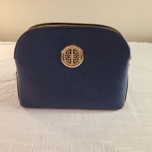 Chic Navy Blue Women's Purse with Gold Accents